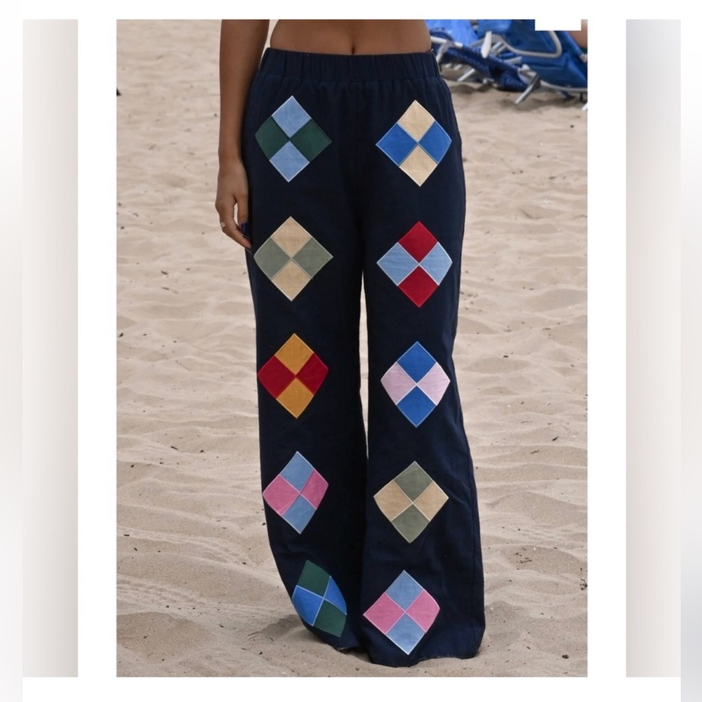 YLLW Navy Adeline Linen Pants- XS